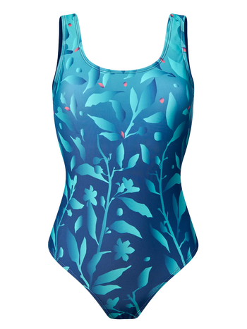 Costum de Baie Vesel Întreg Flori Turcoaz