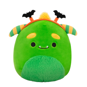 Squishmallows Callum Monstrulețul Verde cu Bentiță cu Liliac, 20 cm