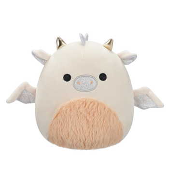 Squishmallows — Buck, dragonul crem piersiciu cu burtică pufoasă, 20 cm.