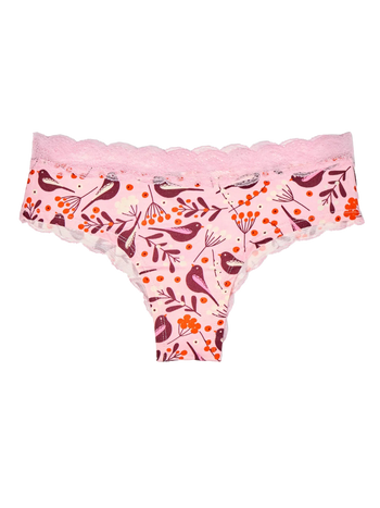 Chiloți Damă cu Dantelă Păsări & Fructe