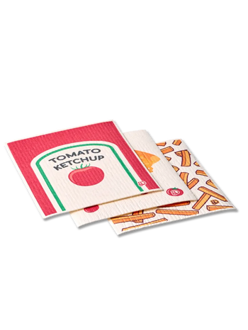 Prosoape de Bucătărie Absorbante în Pachet de 3 Pizza & Cartofi Prăjiți