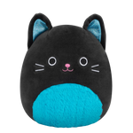 Squishmallows Eponine - Pisica Neagră cu Burtică Pufoasă Albastru Neon și Urechiușe Strălucitoare, 20 cm