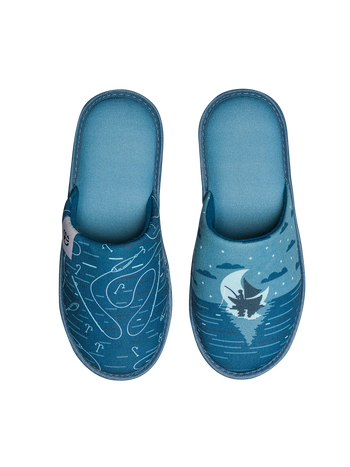 Papuci de Casă Veseli Pescar pe Timp de Noapte