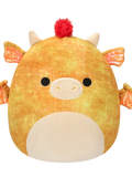 Squishmallows Dieric, Dragonul Texturat Galben cu Păr Roșu, 40 cm