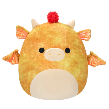 Squishmallows Dieric, Dragonul Texturat Galben cu Păr Roșu, 40 cm
