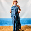 Sarong Vesel de Plajă Flori Turcoaz