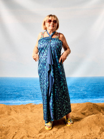 Sarong Vesel de Plajă Flori Turcoaz