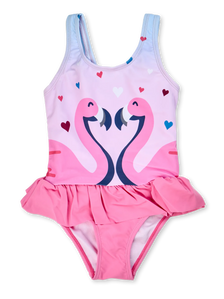 Costum de baie Vesel Fete Flamingo și Inimioare
