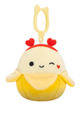Squishmallows Clip-On Junie, Banana Galbenă care Face cu Ochiul, 9 cm