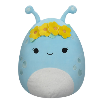 Squishmallows Natnat, Extraterestrul Albastru Pastelat cu Coroniță cu Flori, 40 cm