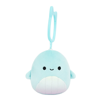 Squishmallows Breloc Shah, Balenă cu Burtă Curcubeu, 9 cm