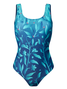 Costum de Baie Vesel Întreg Flori Turcoaz