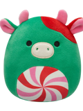 Squishmallows Ruben, Vaca verde cu burtică model vârtej, 20 cm