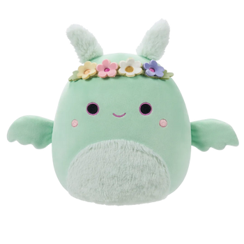 Squishmallows Tove, Molia Verde Mentă cu Coroniță de Flori și Burtică Pufoasă, 20 cm