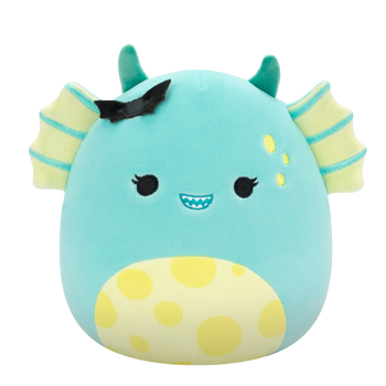 Squishmallows Dearest Monstrulețul Azuriu din Mlaștină cu Pete pe Burtică și Agrafă cu Liliac, 20 cm