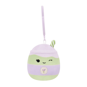 Breloc Squishmallows — Latchmi, latte de matcha lavandă, 9 cm.