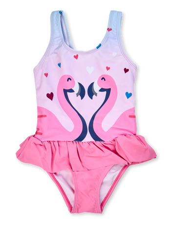 Costum de baie Vesel Fete Flamingo și Inimioare