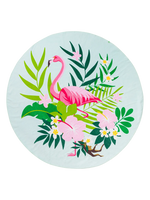 Prosop Vesel de Plajă Rotund Flamingo Tropical
