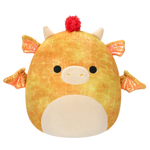 Squishmallows Dieric, Dragonul Texturat Galben cu Păr Roșu, 40 cm