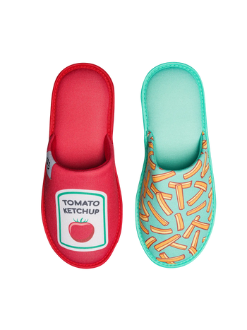 Papuci de Casă Veseli Cartofi Prăjiți cu Ketchup