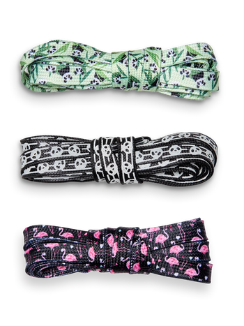 Pachet de 3 Perechi de Șireturi Panda & Flamingo