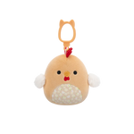 Squishmallows Clip-On Rutie, Cocoșul Maro cu Burtică Florală, 9 cm