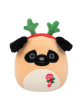 Squishmallows Prince, Mops maro cu burtică albă, 20 cm
