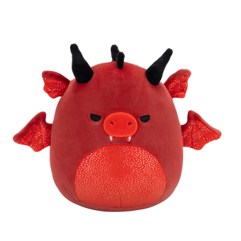 Squishmallows Salami, Dragonul Roșu cu Ochi Furioși și Burtică Sclipicioasă, 20 cm