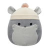Squishmallows Camilo, Chinchilla gri cu căciulă beanie cafenie, 20 cm