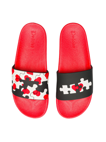 Papuci Veseli Puzzle din Inimioare