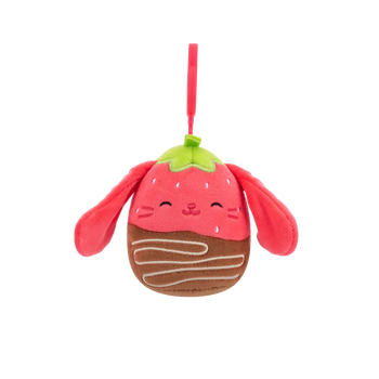 Squishmallows Clip-On Gunda, Iepurașul-Căpșună trecută prin Ciocolată, 9 cm