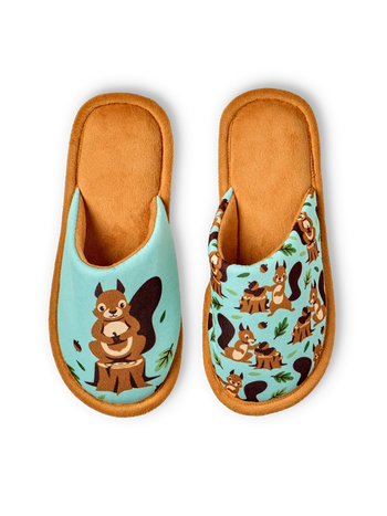 Papuci de Casă Veseli Veveriță în Pădure