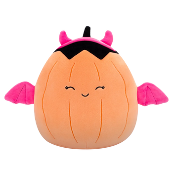 Squishmallows Margie - Dovleacul Portocaliu Pastel în Costum de Drăcușor Roz, 20 cm