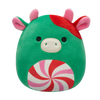 Squishmallows Ruben, Vaca verde cu burtică model vârtej, 20 cm