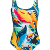 Costum de Baie Vesel Întreg Păsări Tropicale