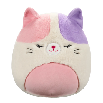 Squishmallows Fuzzamallows Nell, Pisica Calico Roz și Mov, 30 cm