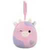 Squishmallows Clip-On Patty, Vaca Roz și Mov care Face cu Ochiul, 9 cm
