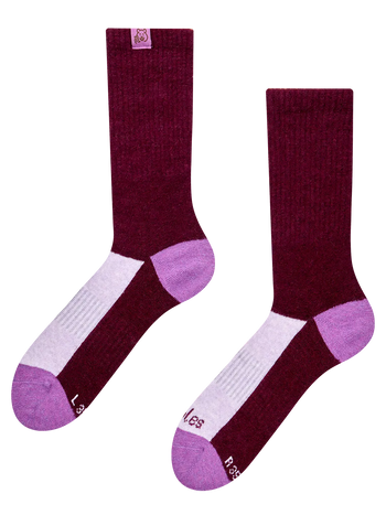 Șosete din lână de alpaca bordo și violet