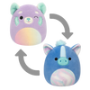 Squishmallows 2 in 1 Lexis, Panda Roșu Mov/Romano cel Albastru, 13 cm