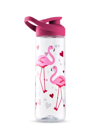Sticlă Veselă pentru Apă Inimi și Păsări flamingo 700 ml