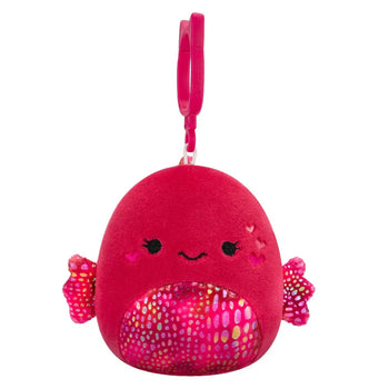 Squishmallows Clip-On Barella, Peștele Roz Zmeuriu, 9 cm