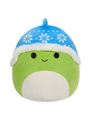 Squishmallows Danny Dinozaurul Verde cu Pălărie Albastră, 20 cm