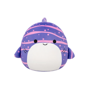 Squishmallows Tizziano, Rechin-balenă cu dungi mov, 30 cm