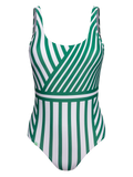 Costum de Baie Vesel Întreg Dungi Verzi