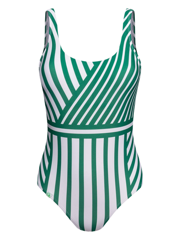 Costum de Baie Vesel Întreg Dungi Verzi