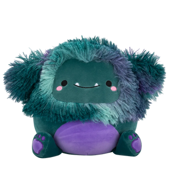 Squishmallows JT, Bigfoot Azuriu Închis cu Burtică Mov, 20 cm