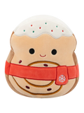 Squishmallows Davey, Rulou cu scorțișoară copt cu fular roșu, 20 cm
