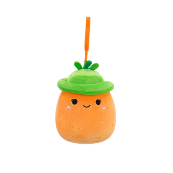 Squishmallows Clip-On Caroleena, Morcovul Portocaliu cu Pălărie, 9 cm